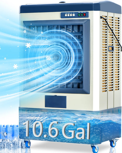 Uthfy 41" Swamp Cooler, 4800 CFM Evaporative Air Cooler with 10.6 Gallon Water Tank, Portable Outdoor Air Conditioner with 3 Ice Pack, 110° Oscillation, 3 Speed for Garage, Yard, Midnight Blue