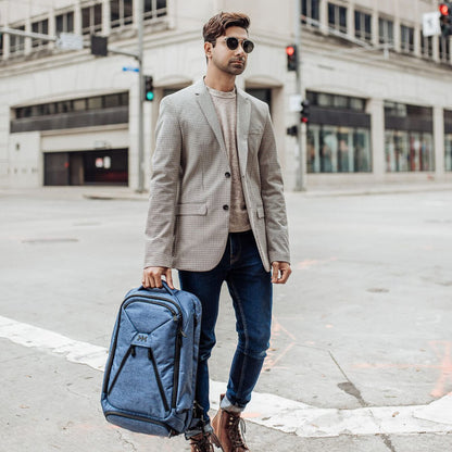 Knack Series 1 Laptop Backpack Fits up to 15 Inch - Knack Bags Carry-On Backpack, TSA Approved, Expandable Travel Backpacks With 3 Day Outfit Capacity (Indigo Blue, Medium)