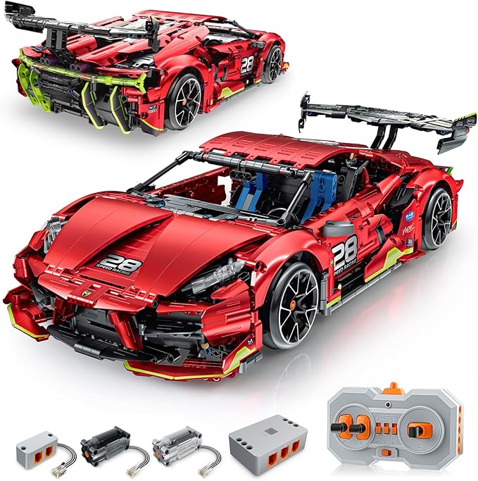Remote Control Super Car Building Kits 1835PCS Technique Plated Race Car Building Set for Adults Men Teens - with 5 Fast Motors Electric Height Adjustment &amp Drift Spin Wheels