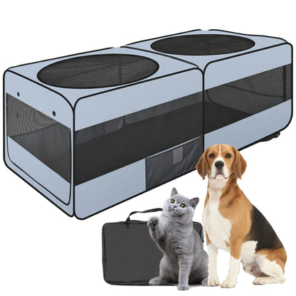 2-in-1 Dog Playpen, 73''Pop Up Cat Puppy Pet Playpen Indoor/Outdoor Cats Enclosed, Cat Dog Tent Crate Cage Kennel, Portable Playpen for Kitten, Small Animals Play Pen(No Divider, Unified Space)