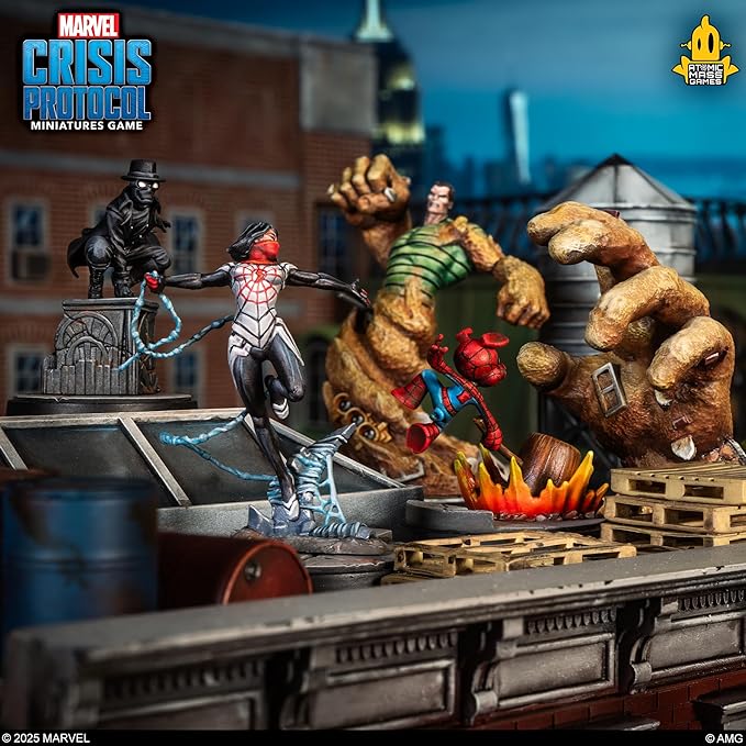 Asmodee Marvel: Crisis Protocol Silk Spider-Ham &amp Spider-Man Noir Character Pack - Tabletop Superhero Game Ages 14+ 2 Players 90 Min Playtime