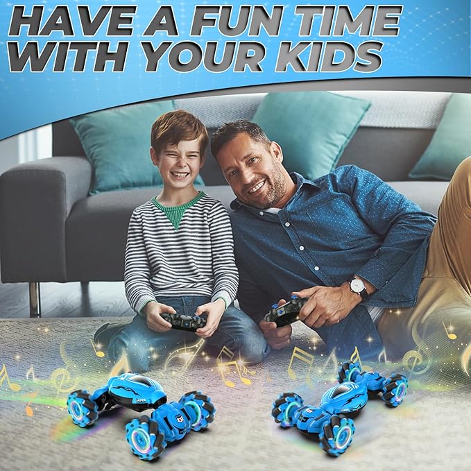 Dysaim Gesture RC Car Gesture Sensing RC Stunt Car Toys for Kids 6-12 yr 2.4GHz 4WD Hand Remote Control with Lights Music Off-Road 360° Rotation Drift for Birthday Toy Gifts