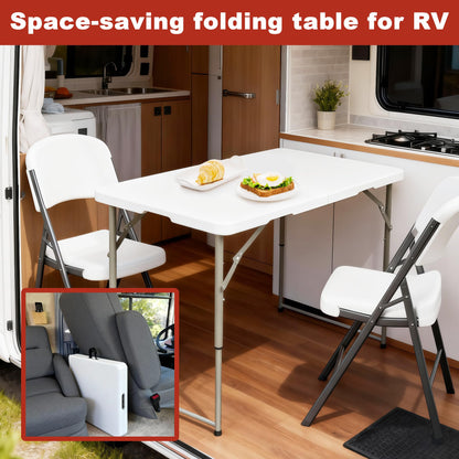 Elevon Folding Table Set of 2,4 Feet Heavy Duty Fold-in-Half Utility Table Indoor Outdoor for Camping, Picnic,Party
