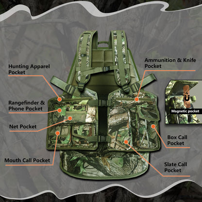 Hunt Quiet Turkey Vest with Seat, Kickstand & 2L Water Bladder, NEXT CAMO G2 Green