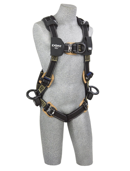 3M DBI-SALA ExoFit NEX 1113331 Full Body Arc Flash Climbing Harness, 4 PVC Coated Alum. D-Rings, Nomex/Kevlar Web, Comfort Padding, Locking QC Leg Straps, Medium, Black