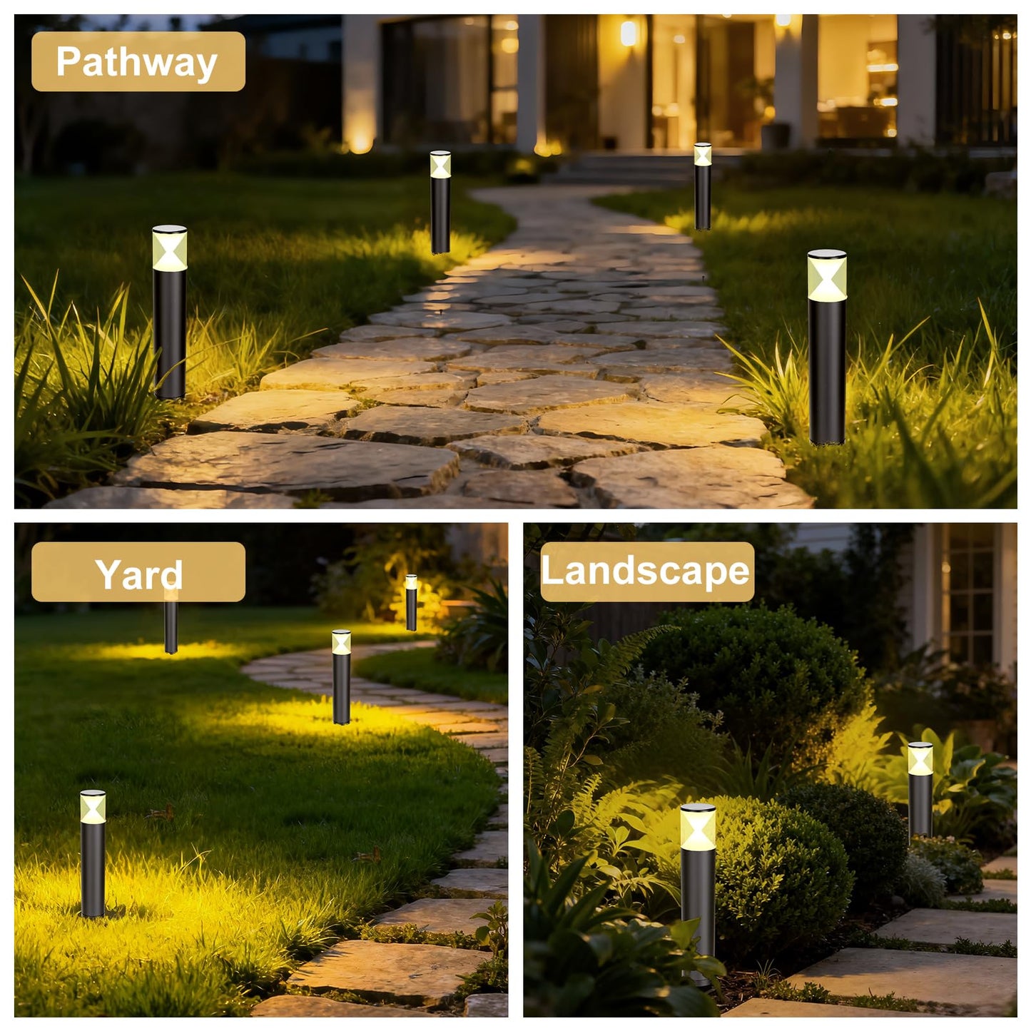 TRIPLE RABBIT Landscape Pathway Lights with APP Control, 12V Low Voltage Outdoor Garden Lighting, IP65 Waterproof LED Bollard Path, Warm White Walkway for Yard Lawn Driveway and Pathways (6Pack)