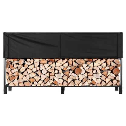 VIVOHOME Upgraded Heavy Duty 8 ft 1/2 Cord Firewood Rack Outdoor with Cover Combo Set, Thick Steel Log Holder Up to 3300 lb, Fire Wood Pile Storage Stand Organizer Black