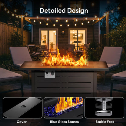 Electactic 43 Inch Propane Fire Pit, 3-in-1 Multi-Use Outdoor Fire Pit Table, 50,000 BTU Steel Gas Fire Pit with Lid & Lava Rock, Add Warmth and Ambience for Patio Deck Garden, Outdoor Gatherings
