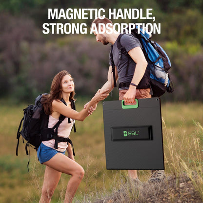 EBL 100W Portable Solar Panel for Power Station, 18V Foldable Solar Charger for Jackery/Ecoflow/Bluetti/GRECELL, Waterproof IP65 High-Efficiency Battery Charger for Outdoor Camping RV Off-Grid Living