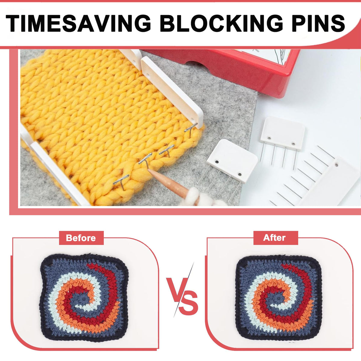 Knit Blockers Pins Kit, 25Pcs Knit Blocking Combs & 30 T-pins for Knitting Blocking Board Mats, Crochet Knitting Pins for Crochet Projects Sewing Lace Needlework Projects Tool (White)