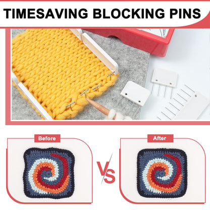 Knit Blockers Pins Kit, 25Pcs Knit Blocking Combs & 30 T-pins for Knitting Blocking Board Mats, Crochet Knitting Pins for Crochet Projects Sewing Lace Needlework Projects Tool (White)