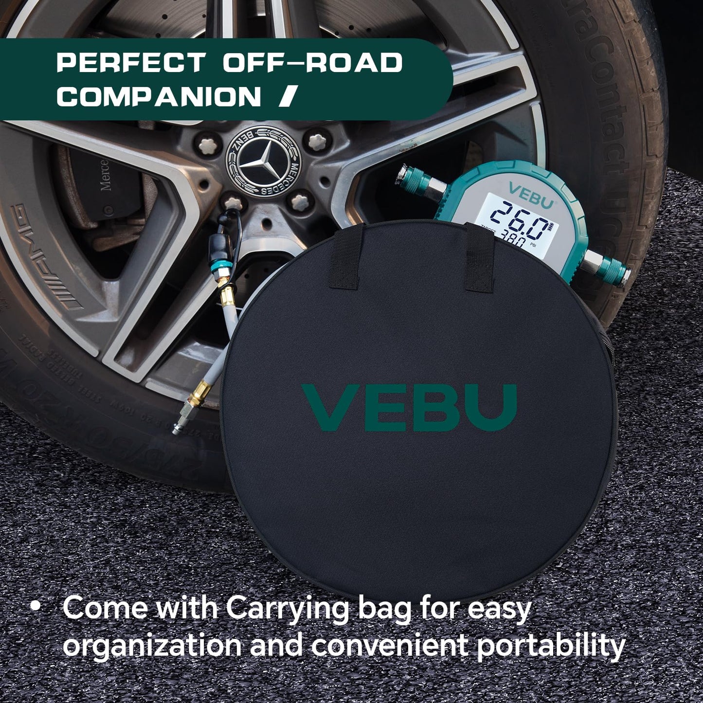 VEBU 4 Tire Inflation System, Auto Shut Off 4 Way Tire Inflation & Deflation Hose Kit with Preset Memory & Digital Display，Works with Your Air Compressor for Trucks, SUVs, RVs