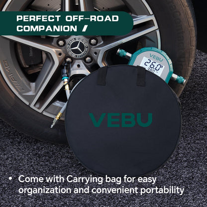 VEBU 4 Tire Inflation System, Auto Shut Off 4 Way Tire Inflation & Deflation Hose Kit with Preset Memory & Digital Display，Works with Your Air Compressor for Trucks, SUVs, RVs