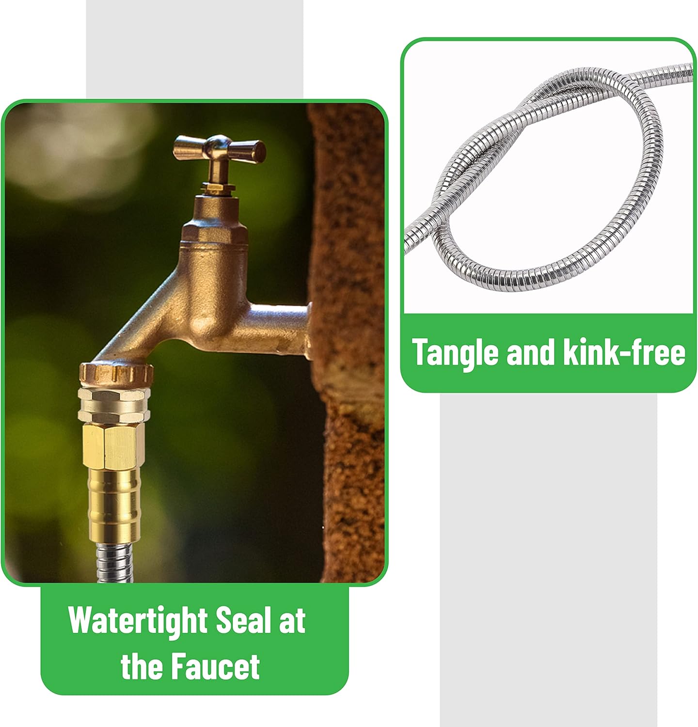 UNCO Stainless Steel Garden Hose - 10 Feet No Kink Design for Durable Outdoor Use