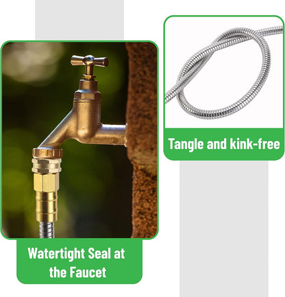 UNCO Stainless Steel Garden Hose - 10 Feet No Kink Design for Durable Outdoor Use