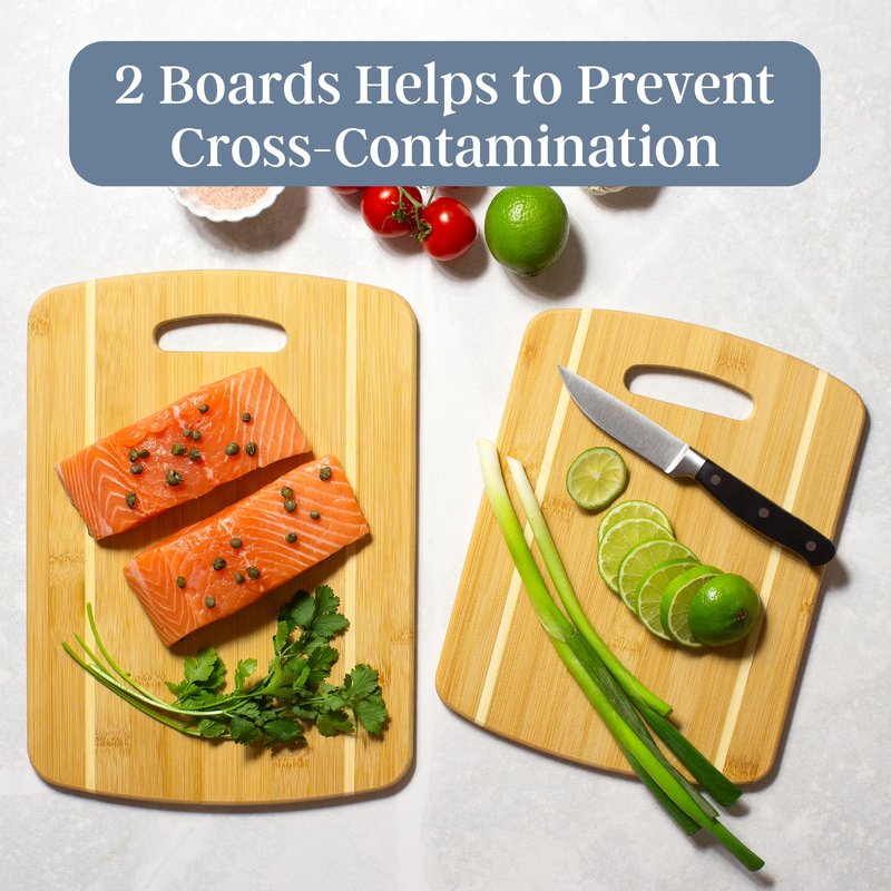 Totally Bamboo 2-Piece Cutting Board Set; 2 Assorted Sizes of Bamboo Wood Cutting Boards for Kitchen