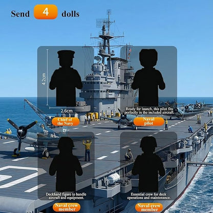 USS CV-6 Enterprise Battleship Building ToysMilitary Series Ship MOC World War II Battleship Toy Gift Ship Building Block Set for Adult Collection(1883 Pieces)