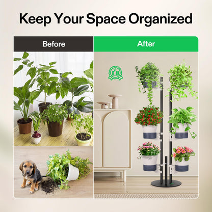 VIVOSUN Metal Plant Stand, 6-Tier Tall Vertical Planter Tower with Self-Watering Planters, Modular Shelf for Indoor & Outdoor Use