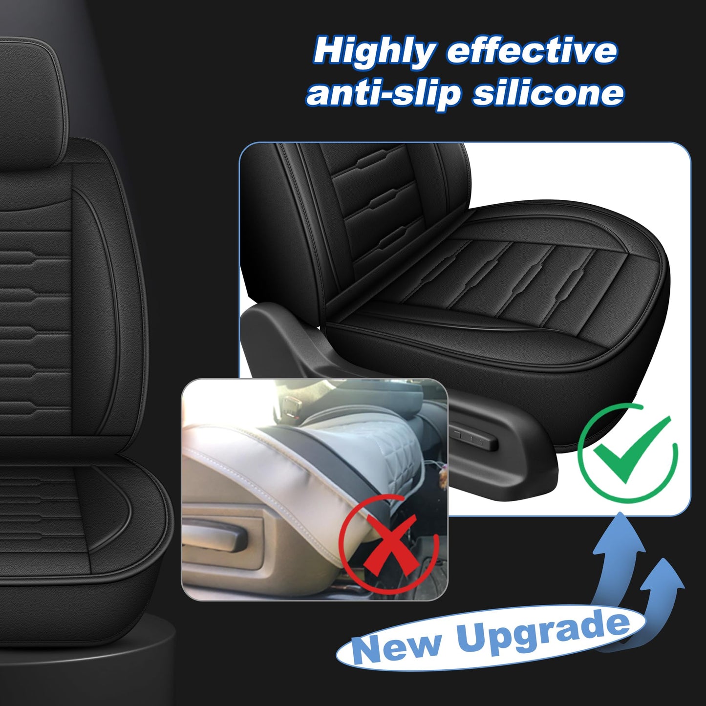 AOMSAZTO Leather Seat Covers Full Set Fit for Jeep Compass 2012-2026,Waterproof Faux Leather Seat Protectors for 5-Seat Vehicles(Black)