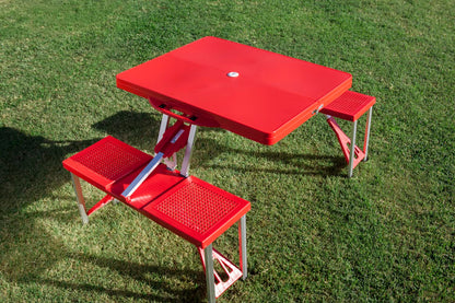 PICNIC TIME NCAA Stanford Cardinal Football Field Folding Picnic Table - Camping Table - Outdoor Table with Umbrella Hole, (Red)
