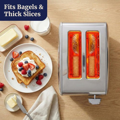 Elite Gourmet 2-Slice Toaster - Digital Countdown, Extra-Wide Slots for Bagels, Stainless Steel