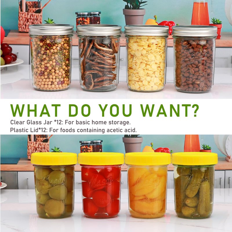 [12 pcs]16 oz Mason Jars,Glass Jars with Lids, Airtight Canning Jars, Wide Mouth Mason Jars. Airtight Container For Jams, Honey, Spices,Pickles, Home Decor,Overnight Oats,Fruit Preserves