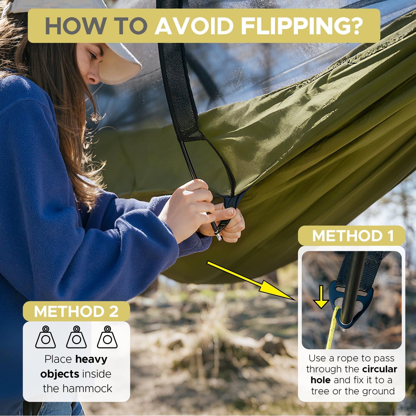 Sunyear All-Season Camping Hammock Shelter System - Complete Kit with Unique Trapezoid Hammock (Double, 500lbs Capacity) and 11ft Waterproof Rain Fly Tarp with Doors