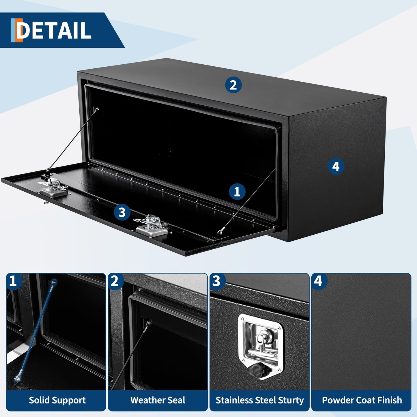 Garvee Steel Underbody Truck Box w/t-Handle Latch, Truck Toolbox for Organization and Storage, Job Box Tool Chest for Pickup Truck Bed, RV, Trailer, 60"x 16"x 13"