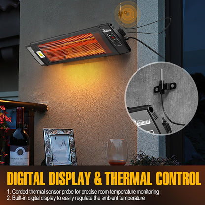 DR. INFRARED HEATER Portable Infrared Indoor and Outdoor Space Heater for Patio, Garage, Commercial & Residential With Remote Control, With Thermostat, Black