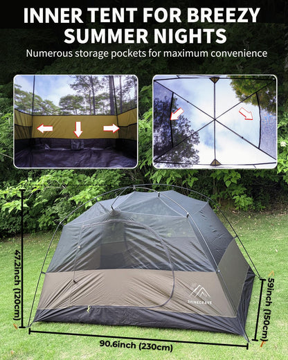 Camping Tent 2 Person,Ultra Large Capacity, 3 Season Backpacking Tent 2 Person, PU3000mm, Free Standing,Lightweight,Ideal for Camping, Hiking, Glamping, Mountaineering (Army Green)