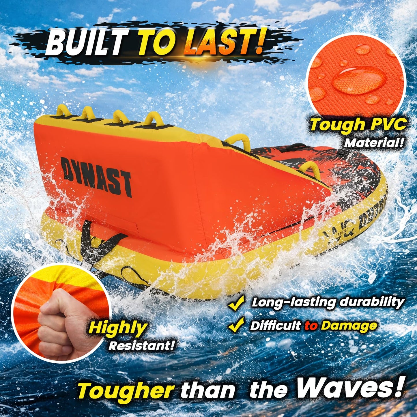 IWIQI Heavy-Duty Towable Tube for Boating, Boat Tubes with 840D Nylon Cover, Inflatable Water Sport Towables with Front Back Tow Points, Super Sofa Design,Maple Leaf 3 Rider