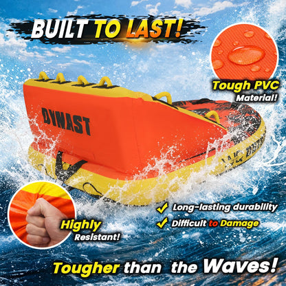 IWIQI Heavy-Duty Towable Tube for Boating, Boat Tubes with 840D Nylon Cover, Inflatable Water Sport Towables with Front Back Tow Points, Super Sofa Design,Maple Leaf 3 Rider