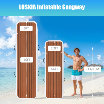 LOSKIA Inflatable Gangway for Yachts & Boats, Extra Width and Durable Dock Gangway with Non-Slip Surface, Portable and Space-Saving Floating Platform Connecting the Yachts and the Docks