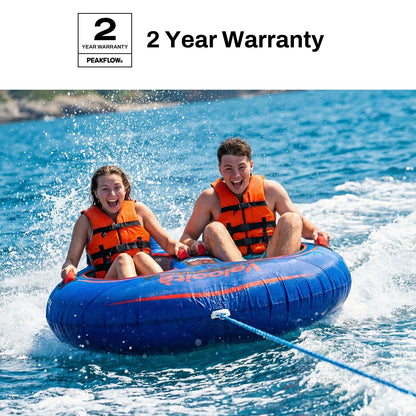 PEAKFLOW Towable Tube,Boat Tube,2 Person Models,Tubes for Boating,Stable for Kids & Adults,Lake & Ocean Fun, Inflatable Boat Tubes and Towables,65x60Inches Inflated,Velocita Series