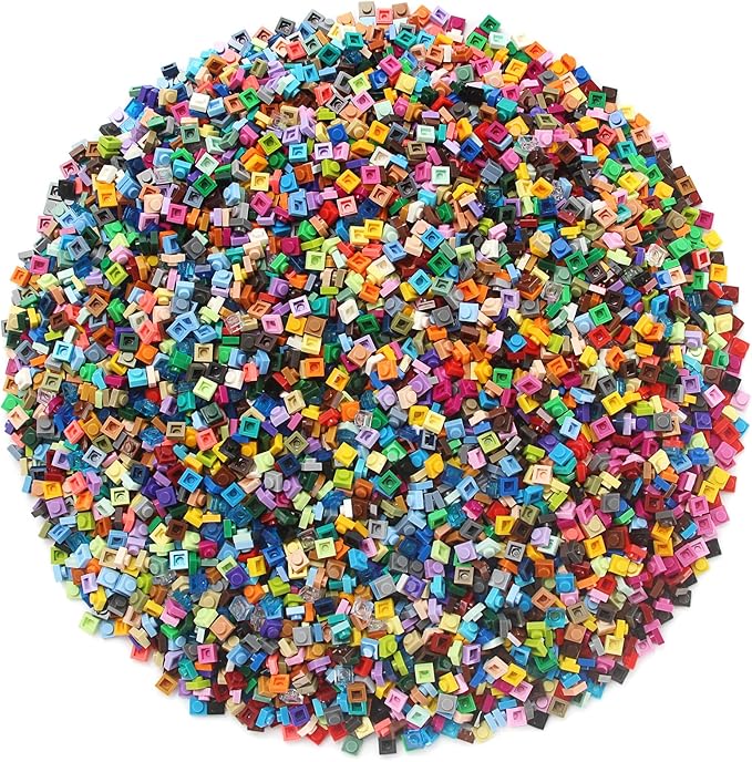 Feleph Basic 4600 Pieces Plate 1x1 Studs 46 Colors Parts Building Play Blocks Set Toy Classic Basic Bricks Compatible with 3024