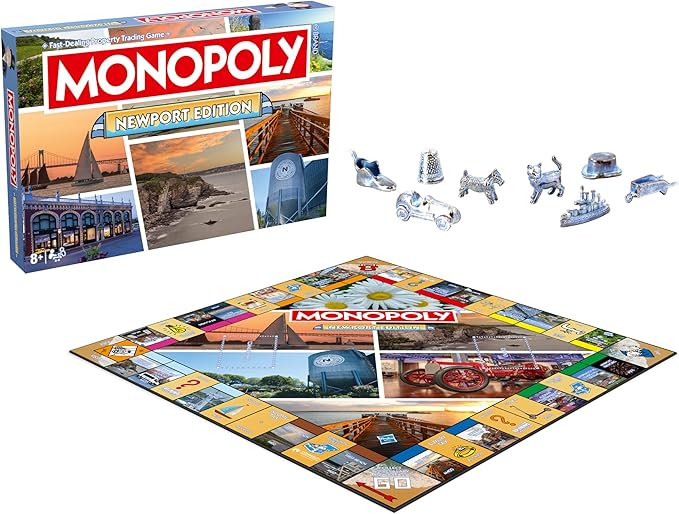 Monopoly Board Game Newport Edition: 2-6 Players Family Board Games for Kids and Adults Board Games for Kids 8 and up for Kids and Adults Ideal for Game Night