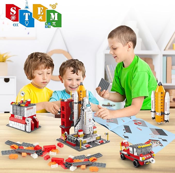 Space Exploration Shuttle Toys for 8-12 and 8-14 Years Boys Kids 1008pcs 7 Models Aerospace Building Set with Heavy Transport Rocket and Launcher Educational Construction Toy