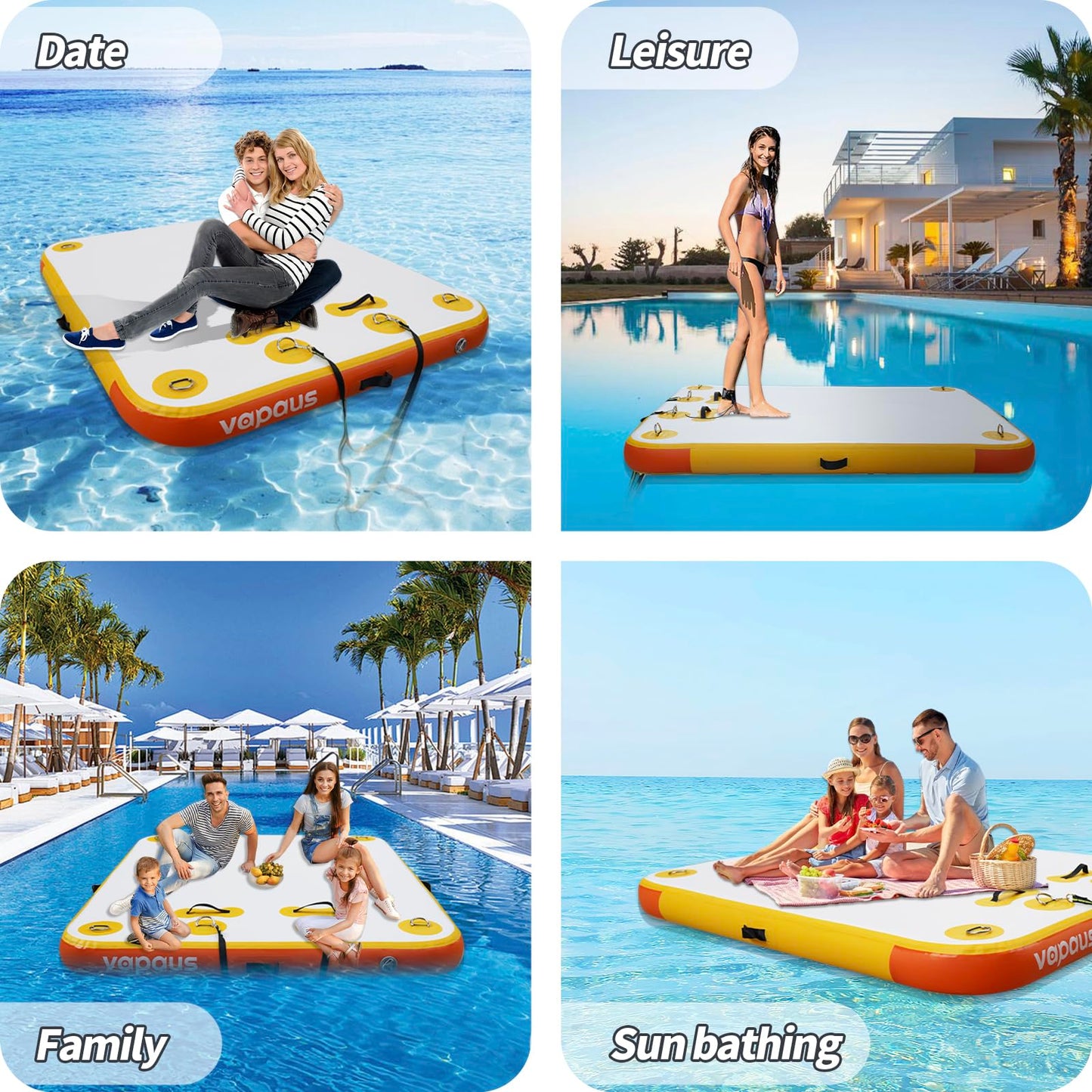 vapaus Inflatable Floating Dock with Electric Air Pump Bundle – Versatile Water Platform with Quick Inflation for Outdoor Fun