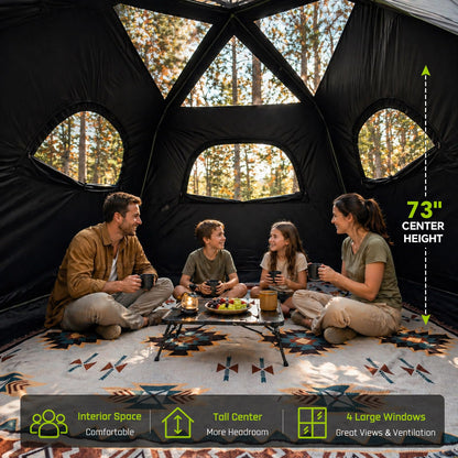 HINSTANT Camping Tent, 6 Person Blackout Instant Tents for Camping with Top Rainfly, 60s Easy Setup, Waterproof & Light-Blocking Cabin Tent for Family with Expandable Carry Bag, Upgraded Ventilation