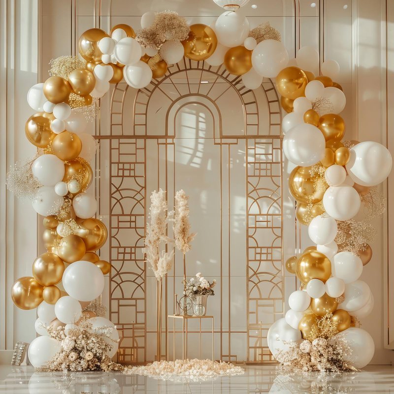 RUBFAC 135pcs Gold Balloons Different Sizes 18 12 10 5 Inch for Garland Arch, Latex Metallic Balloon for Birthday Graduation Party Wedding Decorations