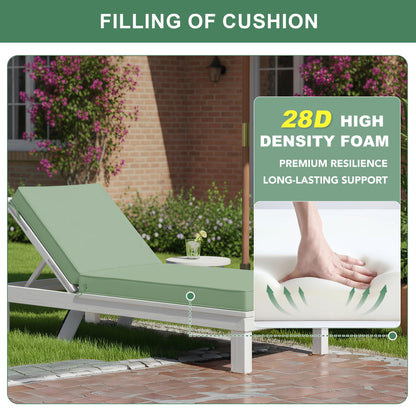 Summsun Chaise Lounge Cushions Outdoor Set of 4 - Waterproof and Fade Resistant Sun Lounger Replacement Cushions - Patio Lounger Pads with Removable Cover for Pool, Deck, 80 x 26 x 3 Inch, Sage Green