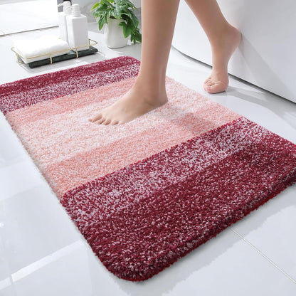 OLANLY Bathroom Rugs Mat - Extra Soft Microfiber Bath Rug with Rubber Backing | 24x16 Inches, Quick Dry, Red