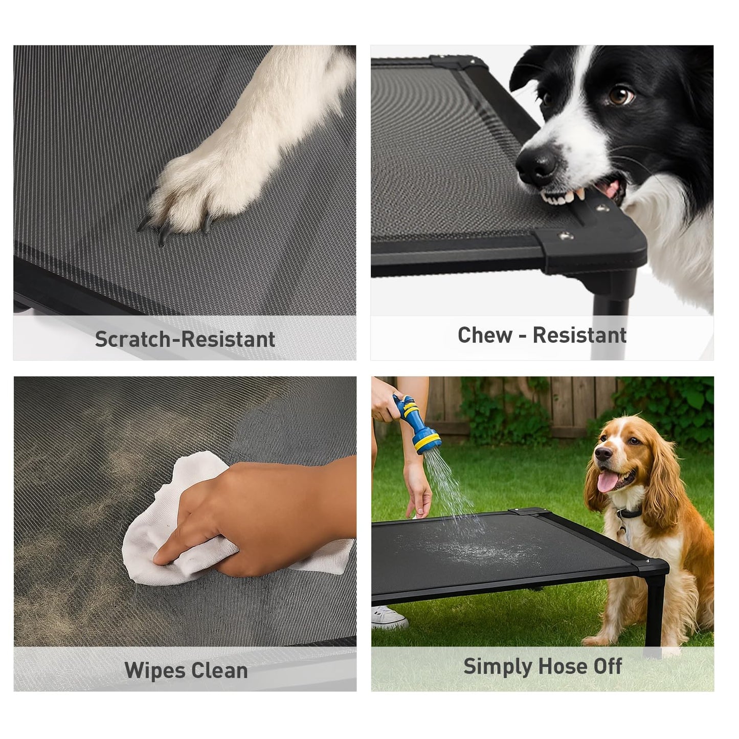 Sytopia 42'' Outdoor Elevated Dog Bed for Large Dogs, Chew-Proof Pet Camping Raised Cot with Breathable Mesh - Durable Frame, Cooling Hammock Bed, Non-Slip Feet, Waterproof, Easy Clean