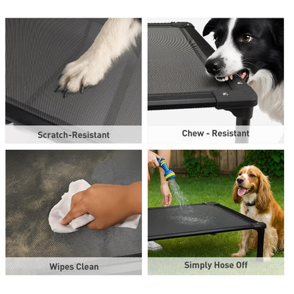 Sytopia 42'' Outdoor Elevated Dog Bed for Large Dogs, Chew-Proof Pet Camping Raised Cot with Breathable Mesh - Durable Frame, Cooling Hammock Bed, Non-Slip Feet, Waterproof, Easy Clean