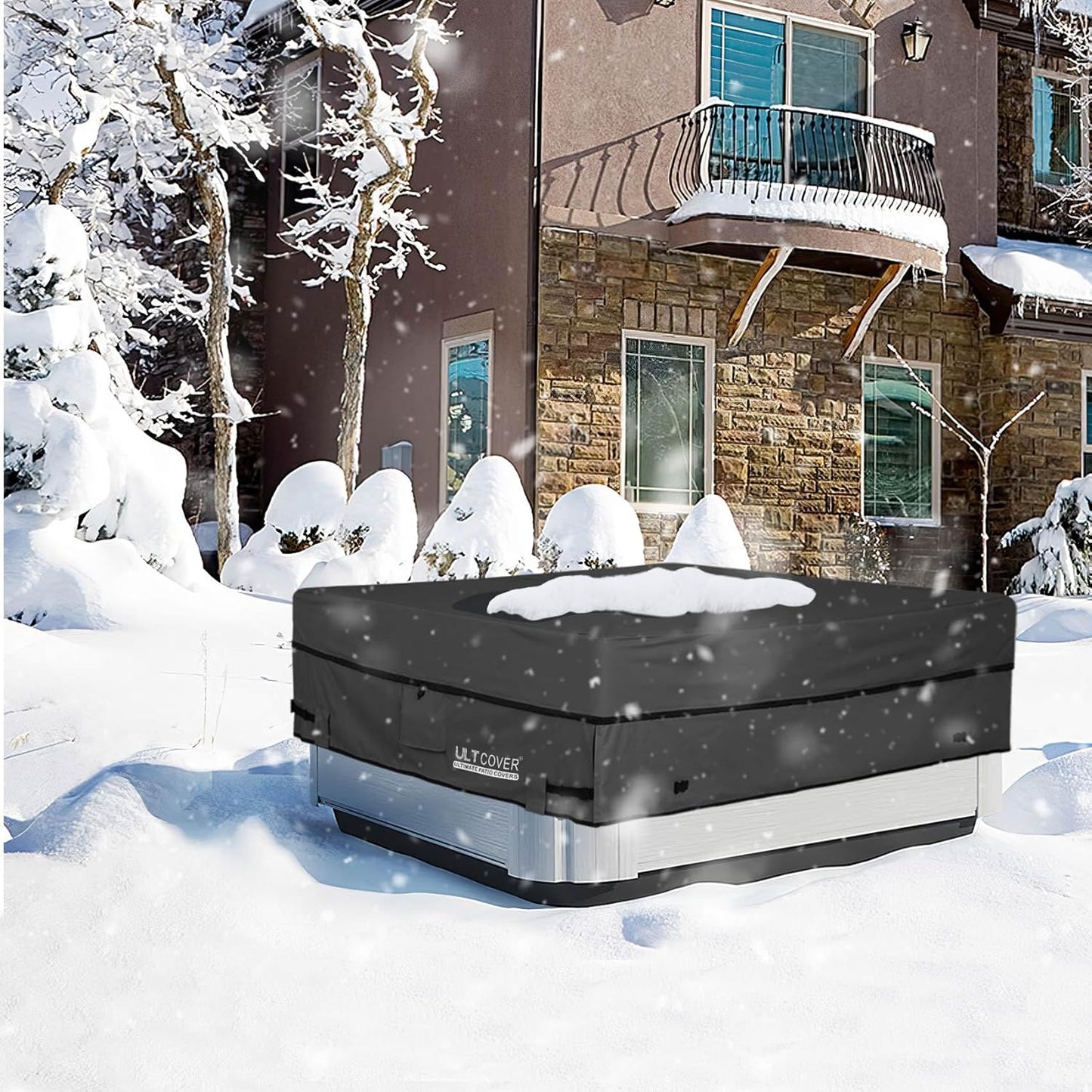 ULTCOVER Waterproof Hot Tub Cover - Durable 600D Polyester, 85 x 85 Inch, Black