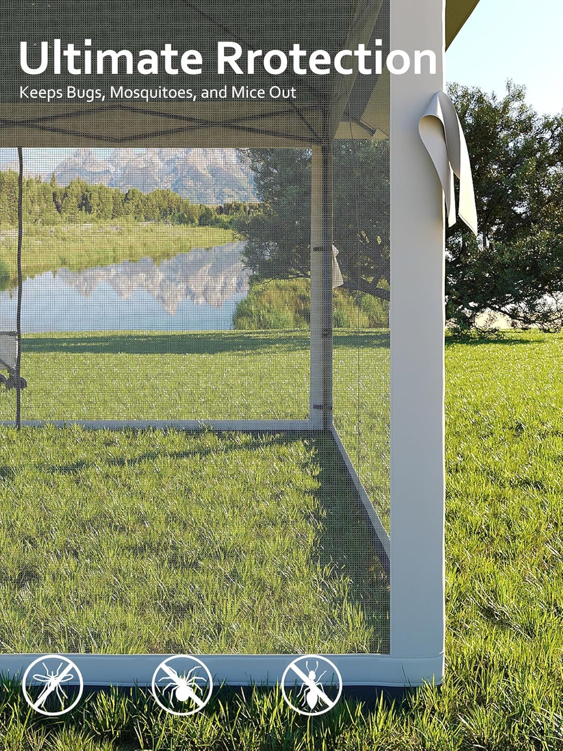 13x13 FT Pop-Up Gazebo with Mosquito Netting and UV-Resistant Outdoor,Canopy Tent with Mosquito Netting,Outdoor Patio for Party,Wedding,Dining,Dark Army Green + Gray