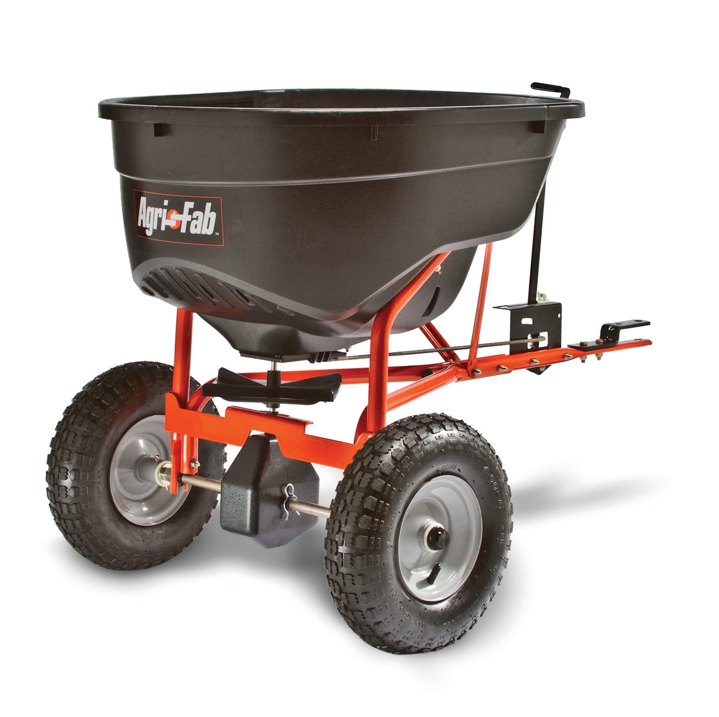 Brinly PCT-101BHC-A2 10 cu.ft. 650lb Heavy Duty Tow-Behind Poly Utility Cart & Dump Trailer & Agri-Fab 45-0463 130-Pound Tow Behind Broadcast Spreader