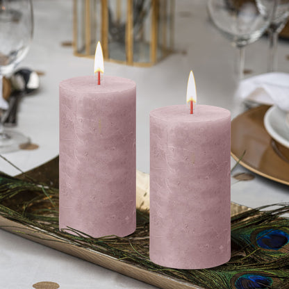 BOLSIUS 4 Pack Ash Rose Rustic Pillar Candles - 2.75 X 5 Inches - Premium European Quality - Includes Natural Plant-Based Wax - Unscented Dripless Smokeless 60 Hour Party Décor and Wedding Candles