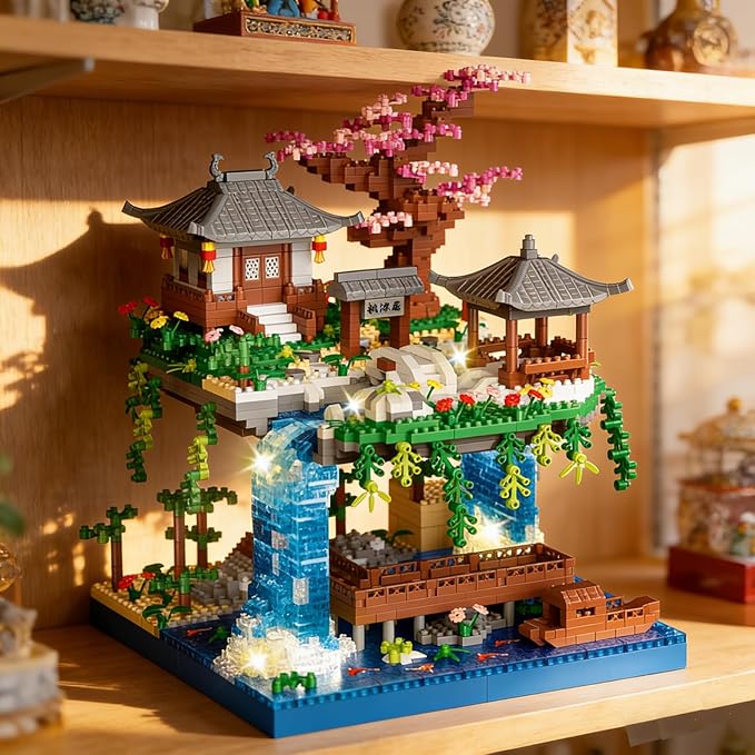 Beego Cherry Blossom Bonsai Tree Architecture Mini Building Kit Set Chinese Peach BlossomArchitecture Building Blocks with Light Japanese Sakura Tree House Gift for Adults Teen(2500PCS)