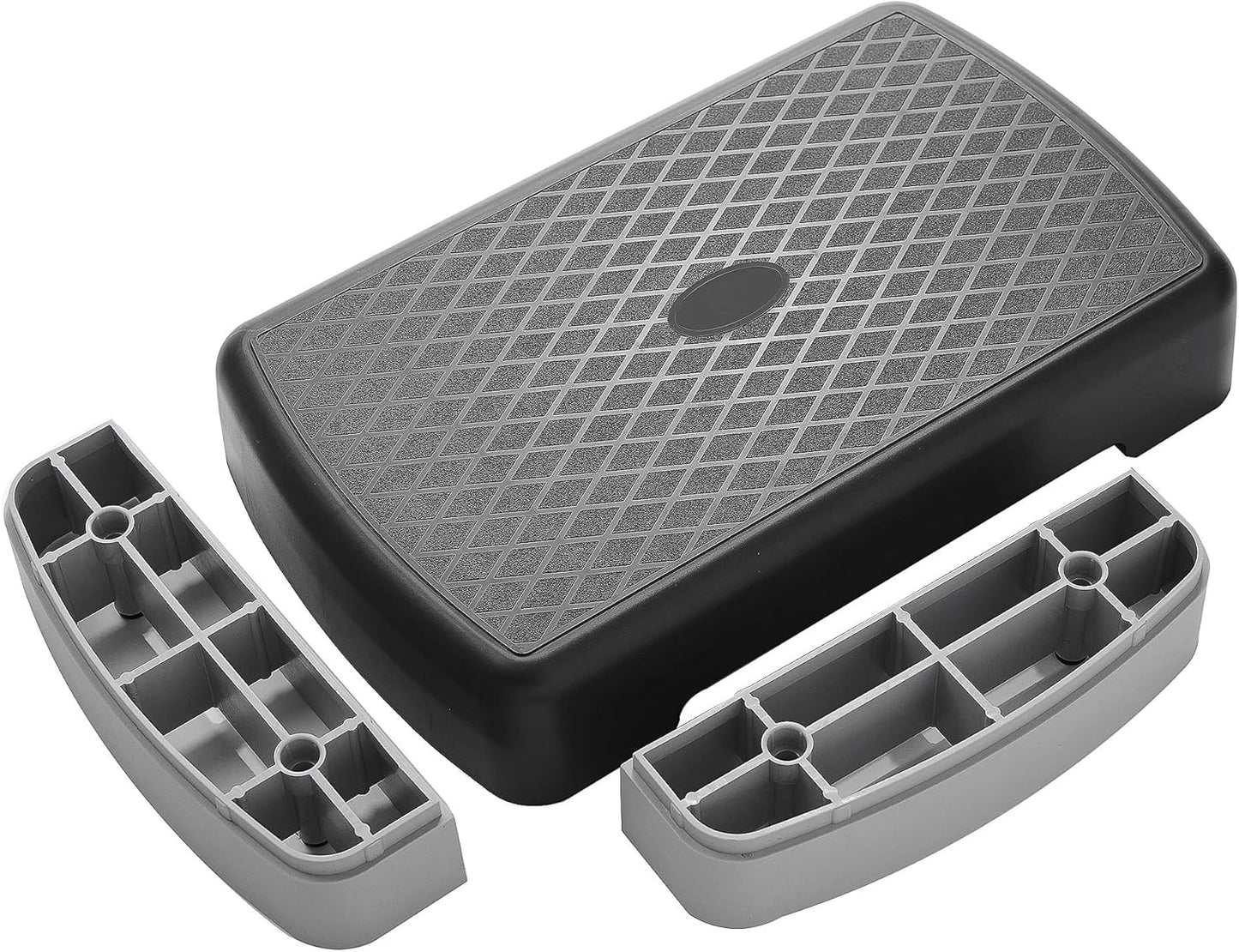Fitvids 18" Workout Aerobic Stepper Step Platform with 2 Risers, Lightweight Portable Step Up Platform Trainer, Adjustable Height 3.2’’ 5.5’’ for Home Gym, Black and Gray